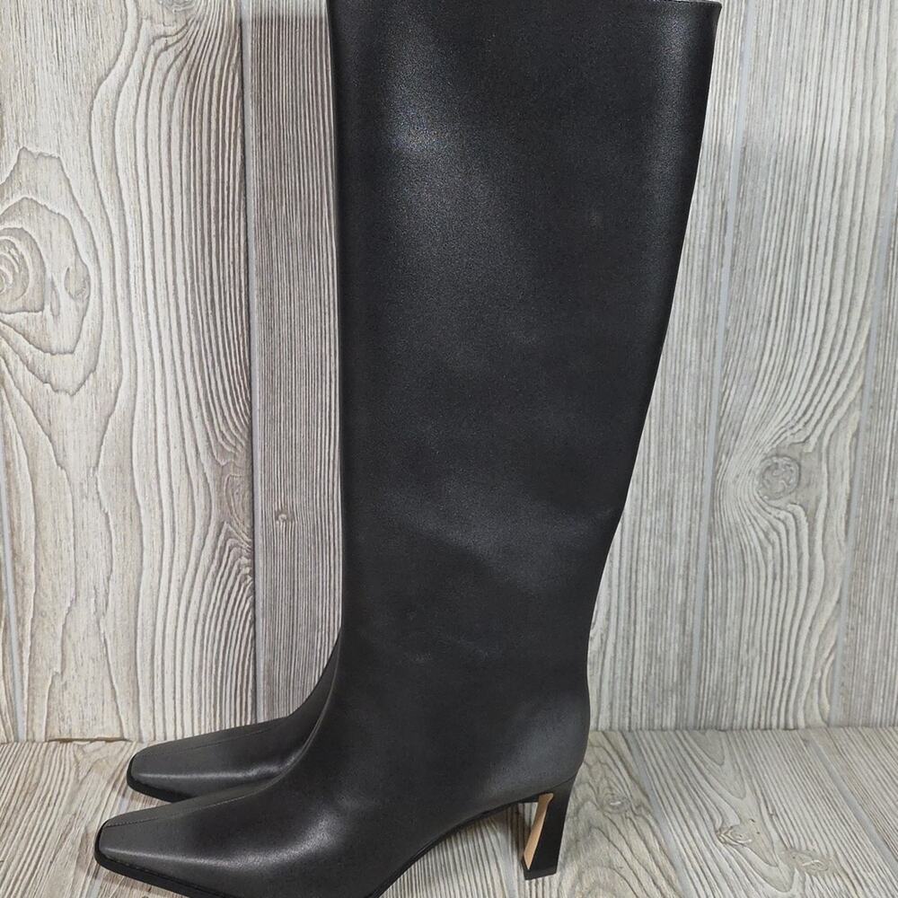 Michael Kors Darrah Black Fade Leather Heeled Boots Womens Size 9.5 - Picture 4 of 13